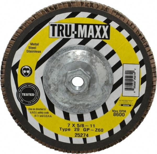 Tru-Maxx 25274 Flap Disc: 5/8-11 Hole, 60 Grit, Zirconia Alumina, Type 29 Image