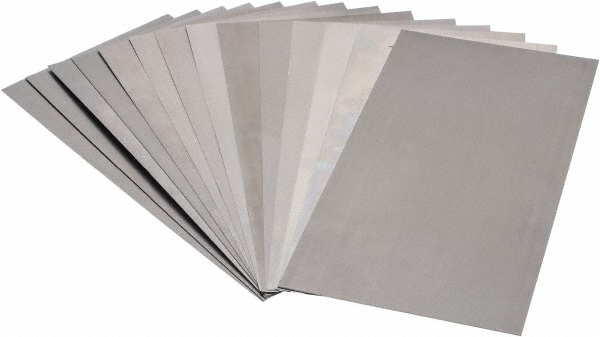 15 Piece, 0.001 to 0.031 Inch Thickness, Steel Shim Stock Sheet Assortment - 12 Inch Long x 6 Inch Wide