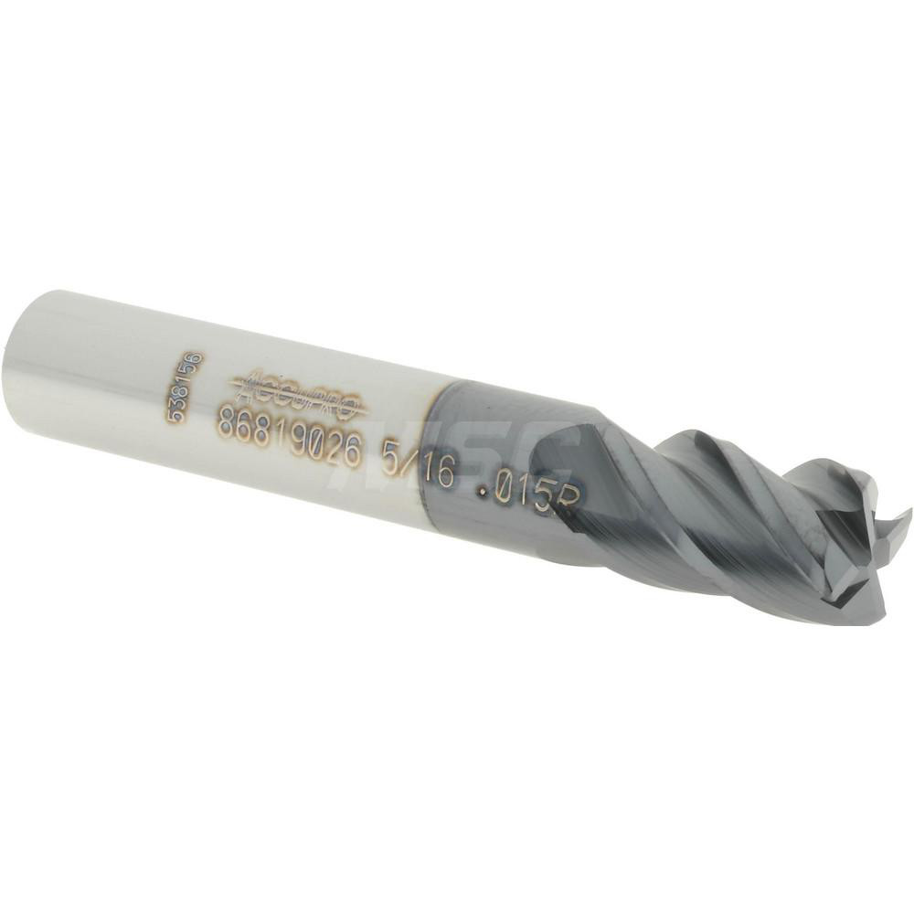 12182850 Corner Radius End Mill: 5/16" Dia, 1/2" LOC, 0.015" Radius, 4 Flutes, Solid Carbide  