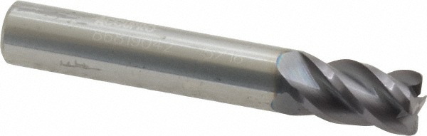 12182852 Corner Radius End Mill: 5/16" Dia, 1/2" LOC, 0.03" Radius, 4 Flutes, Solid Carbide  