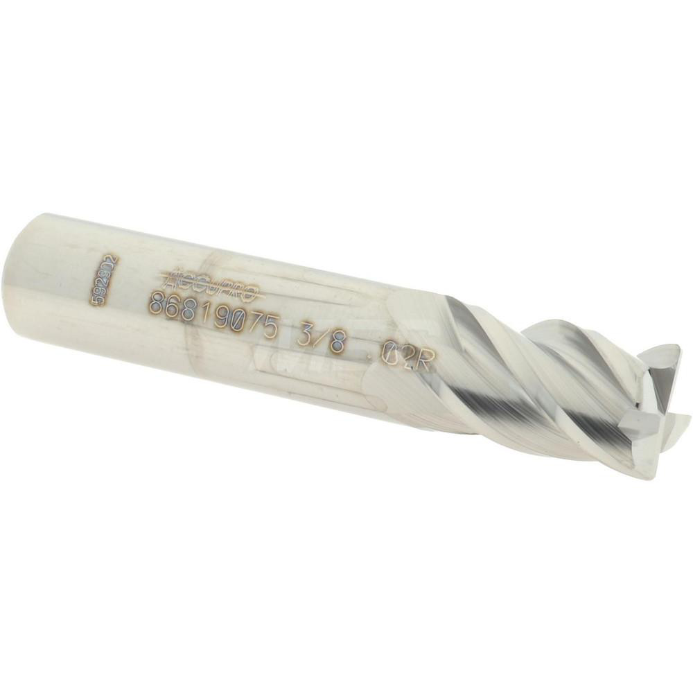 12182875 Corner Radius End Mill: 3/8" Dia, 5/8" LOC, 0.02" Radius, 4 Flutes, Solid Carbide  