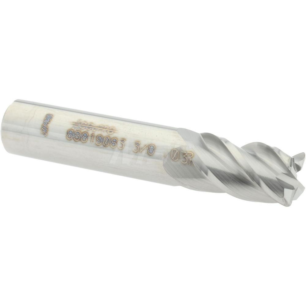 12182876 Corner Radius End Mill: 3/8" Dia, 5/8" LOC, 0.03" Radius, 4 Flutes, Solid Carbide  