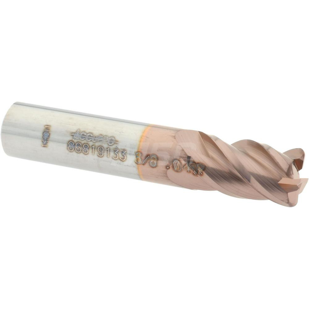 12182886 Corner Radius End Mill: 3/8" Dia, 5/8" LOC, 0.045" Radius, 4 Flutes, Solid Carbide  