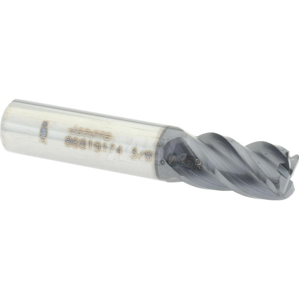 Accupro - Corner Radius End Mill: 3/8" Dia, 5/8" LOC, 0.0450" Radius, 4