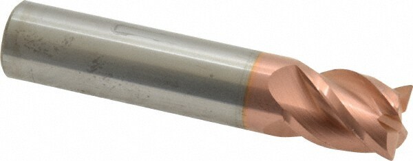 Accupro 12182940 Corner Radius End Mill: 1/2" Dia, 5/8" LOC, 0.015" Radius, 4 Flutes, Solid Carbide 