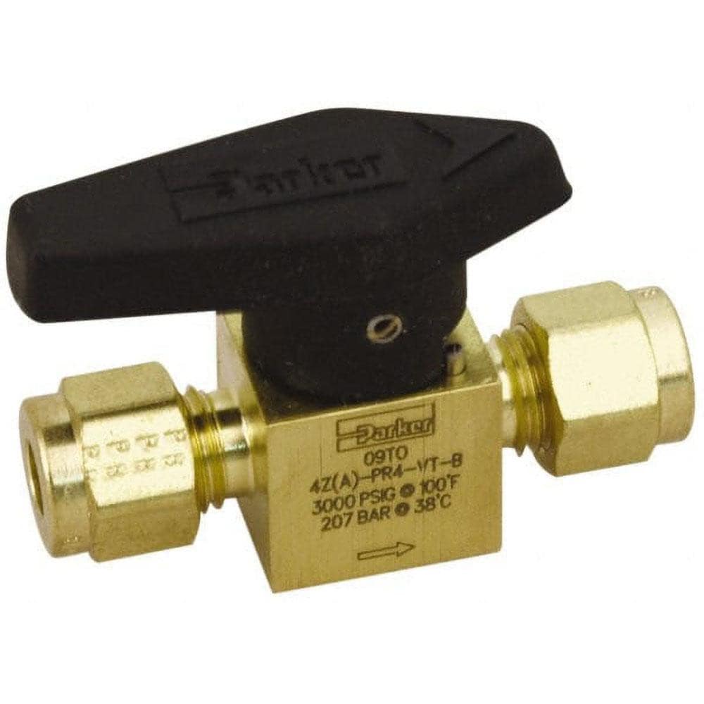 Parker 8A-PR6-VT-B 1/2" Pipe, 3,000 psi WOG Rating, Brass, Inline, One Way Instrumentation Plug Valve Image