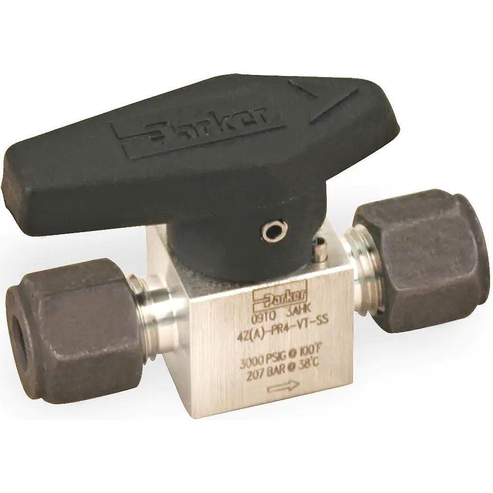 Parker 4Z-PR4-VT-SS 1/4" Pipe, 3,000 psi WOG Rating, 316 Stainless Steel, Inline, One Way Instrumentation Plug Valve Image