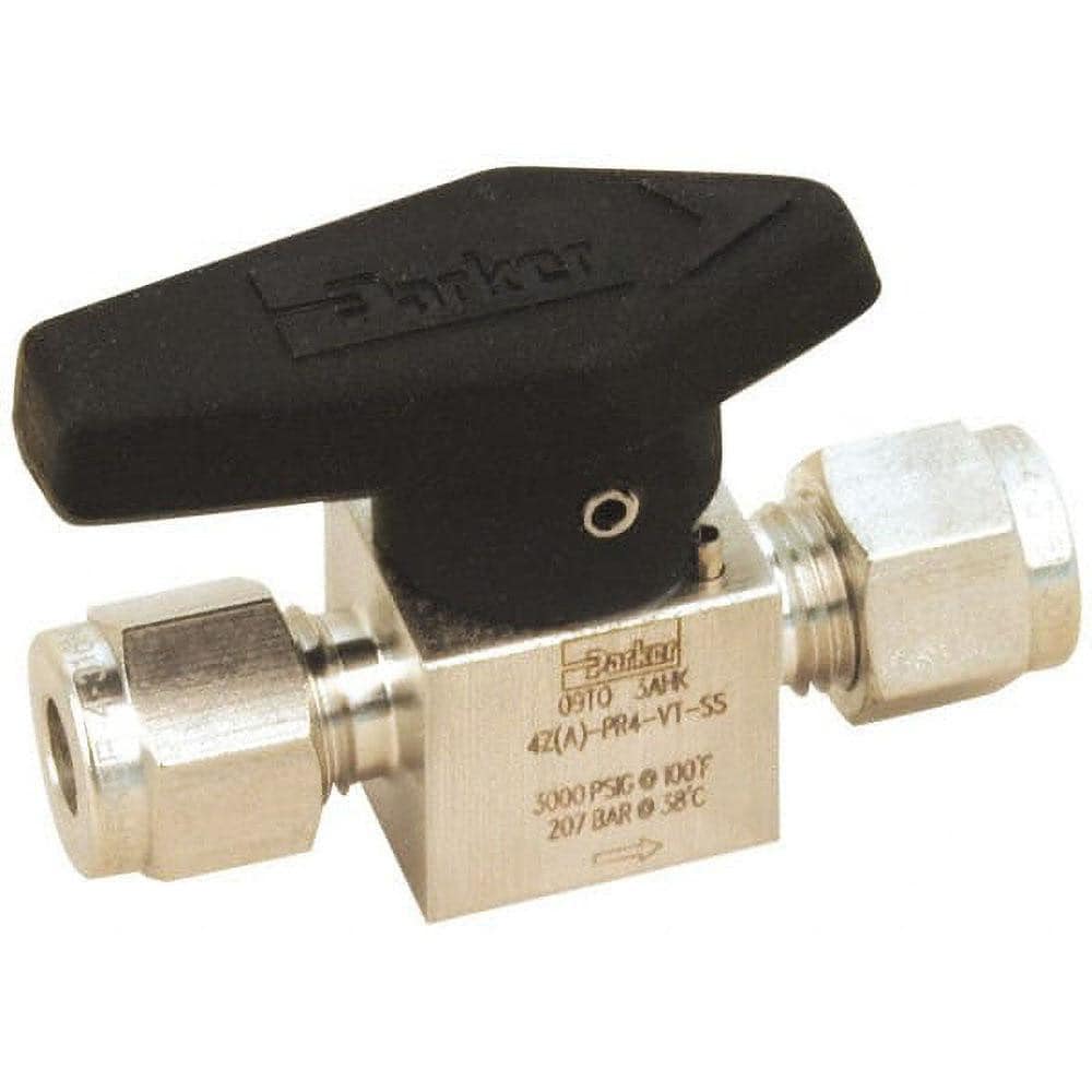 Parker 6A-PR6-VT-SS 3/8" Pipe, 3,000 psi WOG Rating, 316 Stainless Steel, Inline, One Way Instrumentation Plug Valve Image