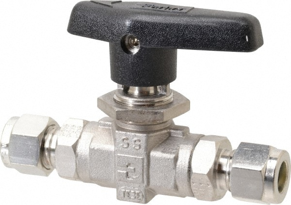 Parker 6A-B6LJ2-SSP 2-Way Manual Ball Valve: 3/8" Pipe Image