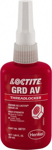 Loctite - Threadlocker: Red, Liquid, 50 mL, Bottle - 88544929