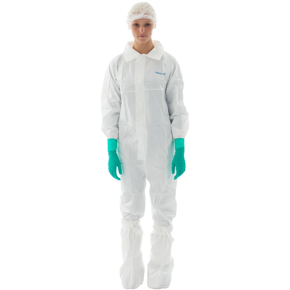 Disposable & Chemical Resistant Coveralls; Garment Style: Coveralls ; Size: 4X-Large ; Material: CleanTough ; Closure Type: Storm Flap ; Cuff Style: Elastic with Thumb-loop ; Ankle Style: Elastic