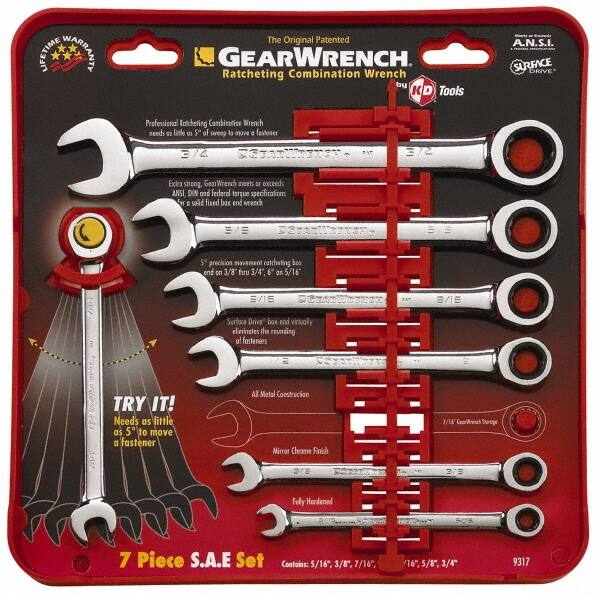Combination Wrench Set: 7 Pc, 10 mm 12 mm 13 mm 14 mm 15 mm 18 mm & 8 mm Wrench, Metric