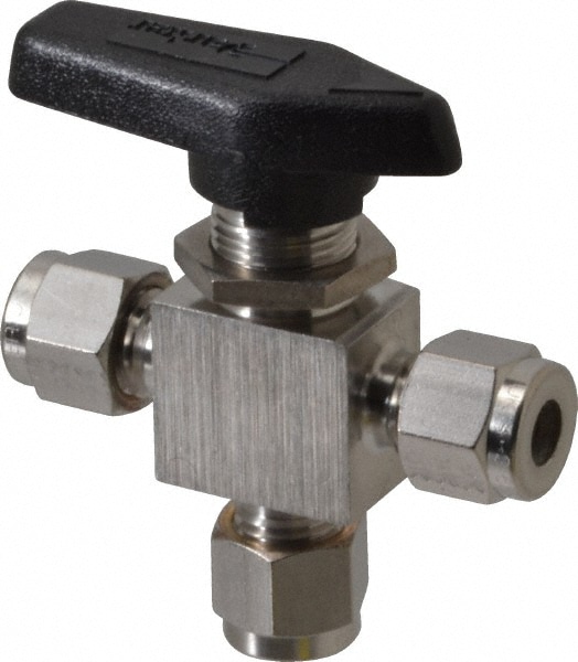 Parker 4A-MB4XPFA-SSP 3-Way Manual Ball Valve: 1/4" Pipe Image