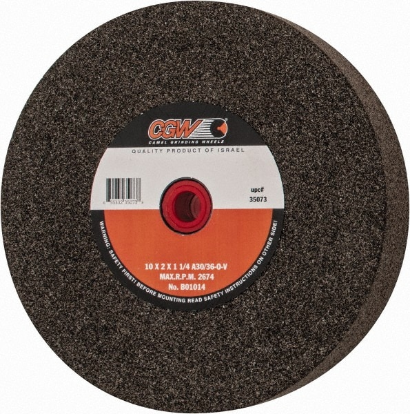 CGW Abrasives 35073 Bench & Pedestal Grinding Wheel: 10" Dia, 2" Thick, 1-1/4" Hole Dia, Aluminum Oxide 