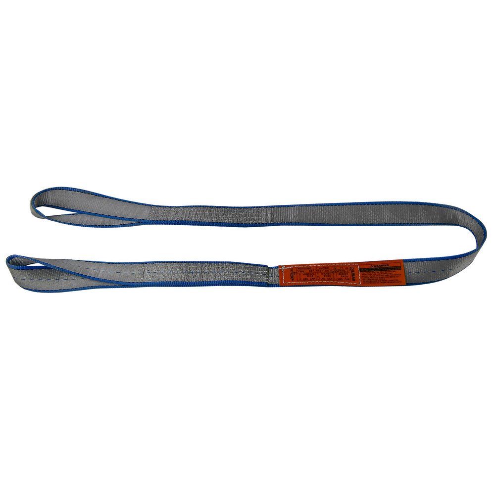 Twisted Eye & Eye, Type 4 Web Sling: 8' Long, 2" Wide, 3200 lb Vertical Capacity, Polyester - 2500 lb Choker Capacity, 6400 lb Basket Capacity