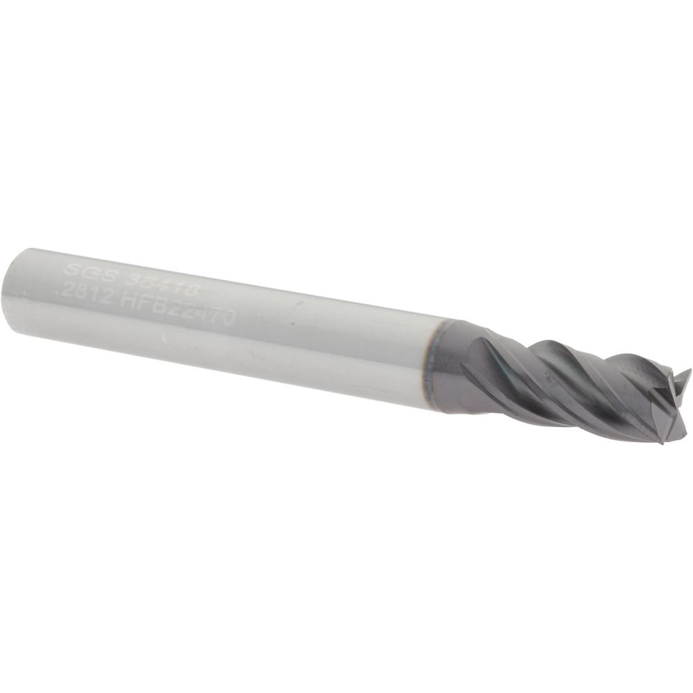 SGS 36418 Square End Mill: 9/32 Dia, 5/8 LOC, 5/16 Shank Dia, 2-1/2 OAL, 4 Flutes, Solid Carbide Image