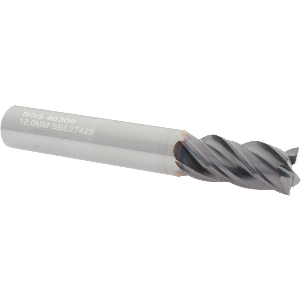 SGS 46366 Square End Mill: 0.4724 Dia, 1.0236 LOC, 4 Flutes, Solid Carbide Image