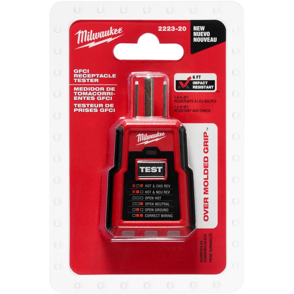 Circuit Continuity & Voltage Testers; Tester Type: Receptacle Tester with GFCI ; Minimum Voltage: 0 V ; Maximum Voltage: 300 VAC ; Display Type: Light Indicator ; Audible Alert: No ; Power Supply: AC Adapter