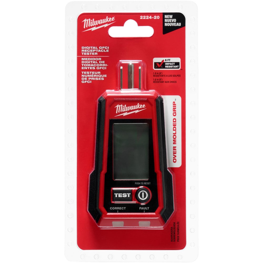 Circuit Continuity & Voltage Testers; Tester Type: Receptacle Tester with GFCI ; Minimum Voltage: 0 V ; Maximum Voltage: 135V AC ; Display Type: Digital LCD ; Audible Alert: No ; Power Supply: AAA Battery