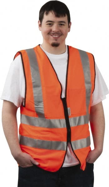 PRO-SAFE High Visibility Vest: X-Large - Orange, Zipper Closure, 12 Pocket | Part #PS-ZPSRV-OXL