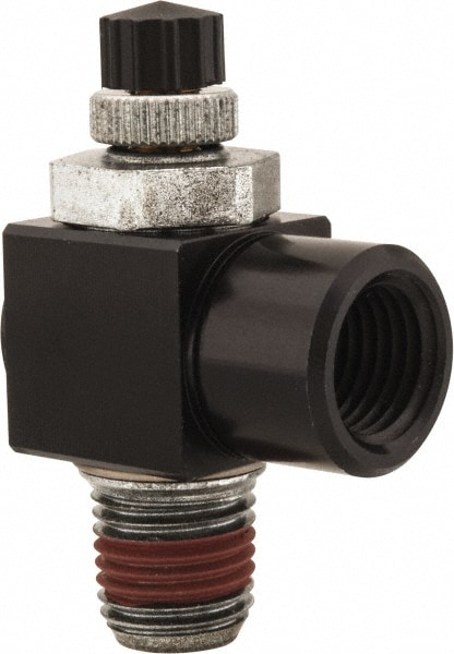 ARO/Ingersoll-Rand 119308-250 Air Flow Control Valve: Right Angle, NPTM x NPTF, 1/4" Tube OD Image