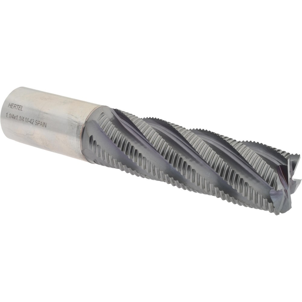 Hertel 87144606 Square End Mill: 1-1/4 Dia, 4 LOC, 1-1/4 Shank Dia, 6-1/2 OAL, 6 Flutes, Cobalt Image