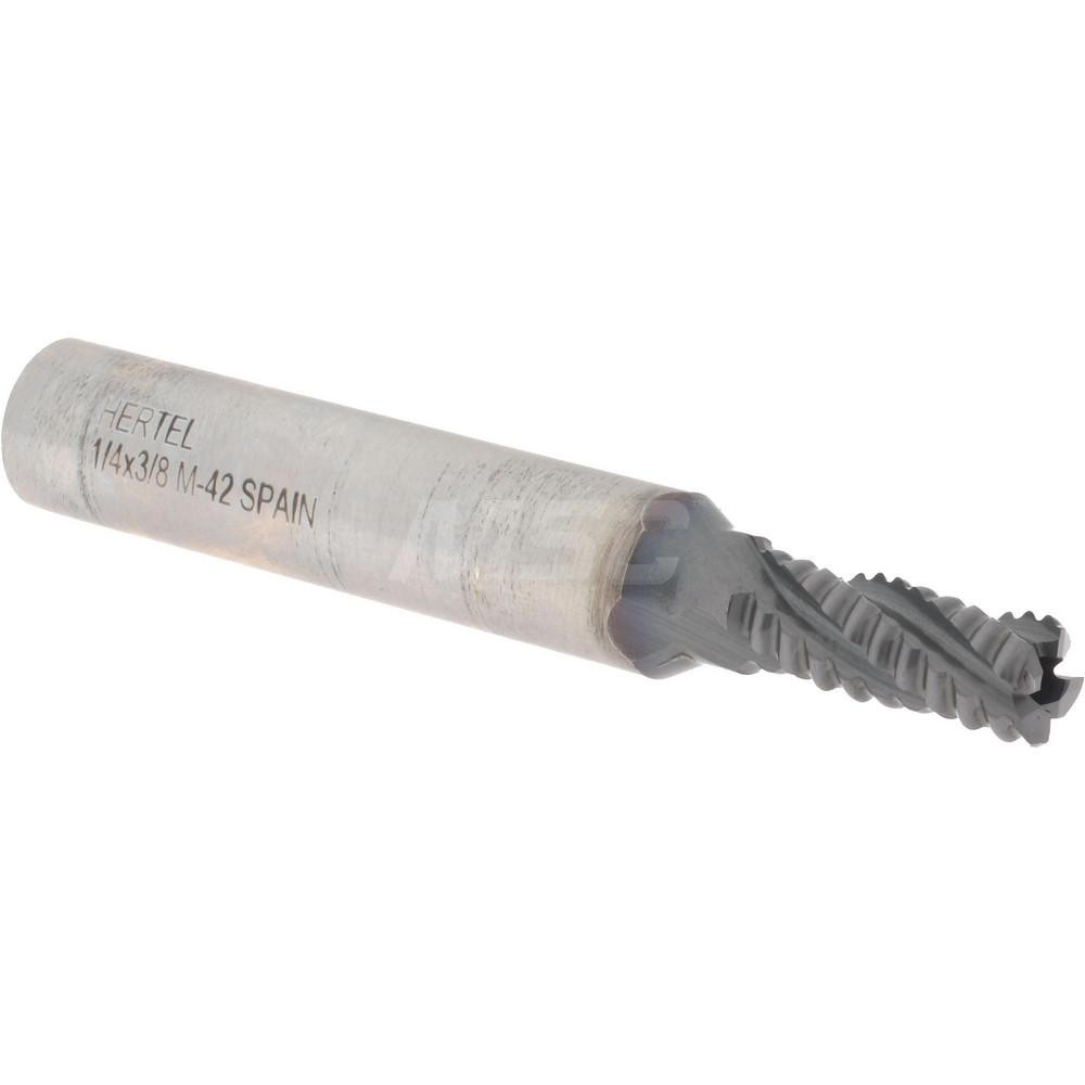 Hertel 87144622 Square End Mill: 1/4 Dia, 5/8 LOC, 3/8 Shank Dia, 2-7/16 OAL, 4 Flutes, Cobalt Image