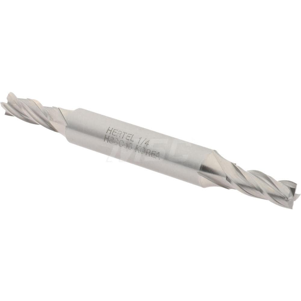 Hertel E2053016 Square End Mill: 1/4 Dia, 5/8 LOC, 3/8 Shank Dia, 3-3/8 OAL, 4 Flutes, Cobalt Image