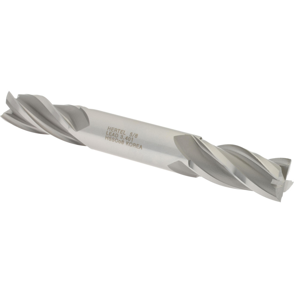Hertel E2053040 Square End Mill: 5/8 Dia, 1-3/8 LOC, 5/8 Shank Dia, 5 OAL, 4 Flutes, Cobalt Image
