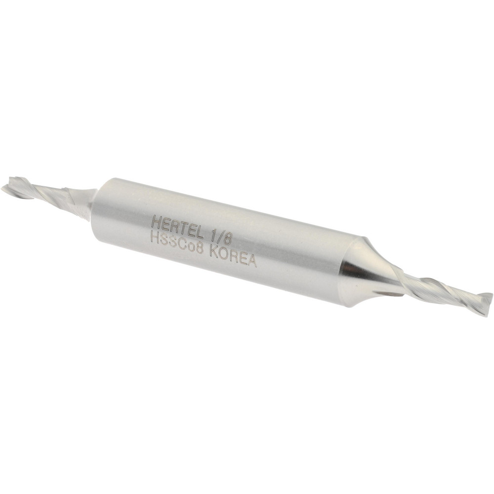 Hertel E2050008 Square End Mill: 1/8 Dia, 3/8 LOC, 3/8 Shank Dia, 3-1/16 OAL, 2 Flutes, Cobalt Image