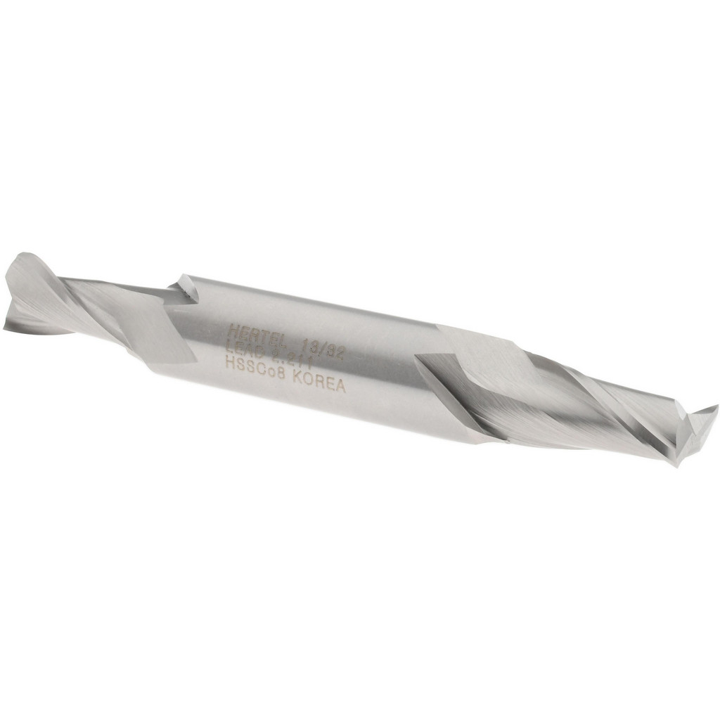 Hertel E2050026 Square End Mill: 13/32 Dia, 13/16 LOC, 1/2 Shank Dia, 3-3/4 OAL, 2 Flutes, Cobalt Image