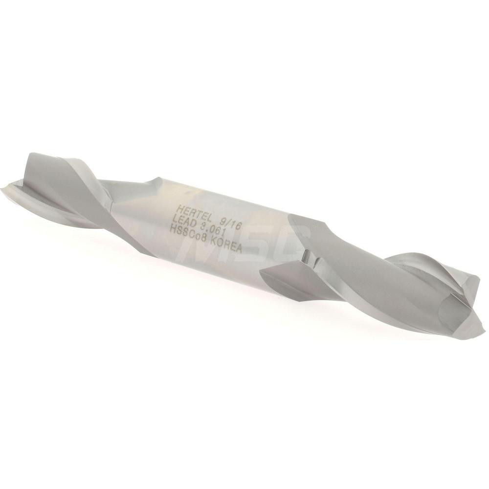Hertel E2050036 Square End Mill: 9/16 Dia, 1-1/8 LOC, 5/8 Shank Dia, 4-1/2 OAL, 2 Flutes, Cobalt Image