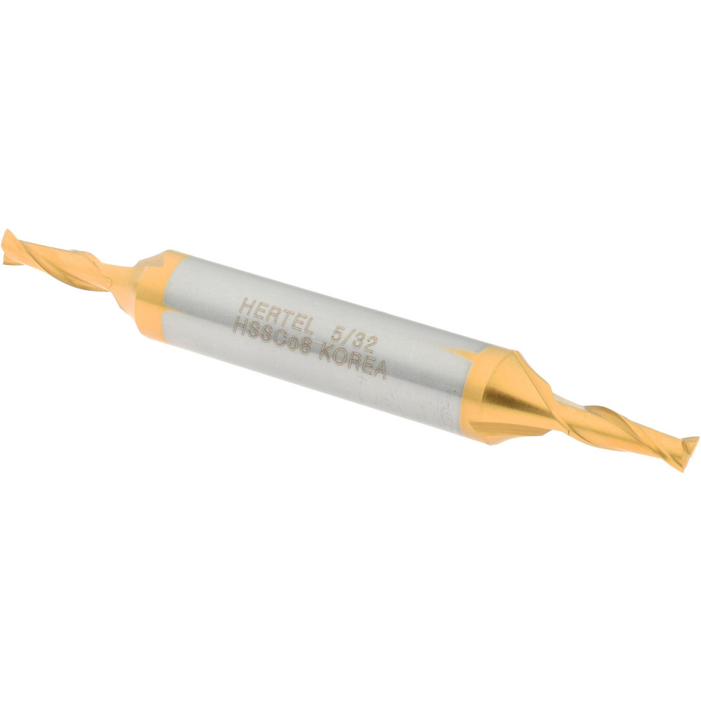 Hertel E4050010 Square End Mill: 5/32 Dia, 7/16 LOC, 3/8 Shank Dia, 3-1/8 OAL, 2 Flutes, Cobalt Image