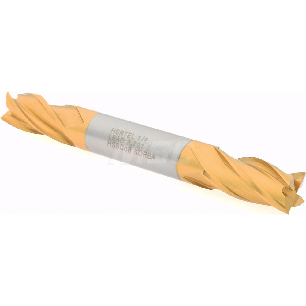 Hertel E4053032 Square End Mill: 1/2 Dia, 1 LOC, 1/2 Shank Dia, 4-1/8 OAL, 4 Flutes, Cobalt Image