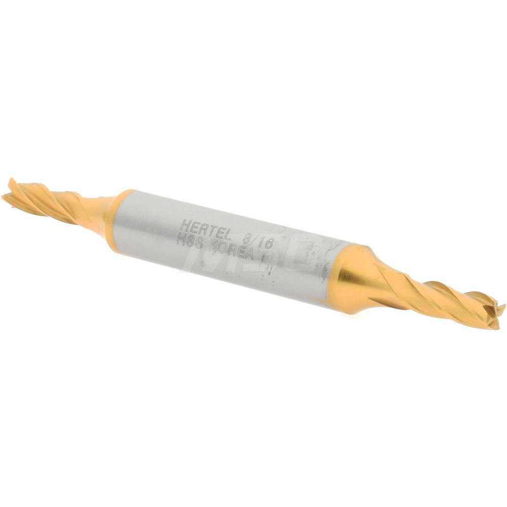 Hertel E8053012 Square End Mill: 3/16 Dia, 1/2 LOC, 3/8 Shank Dia, 3-1/4 OAL, 4 Flutes, High Speed Steel Image