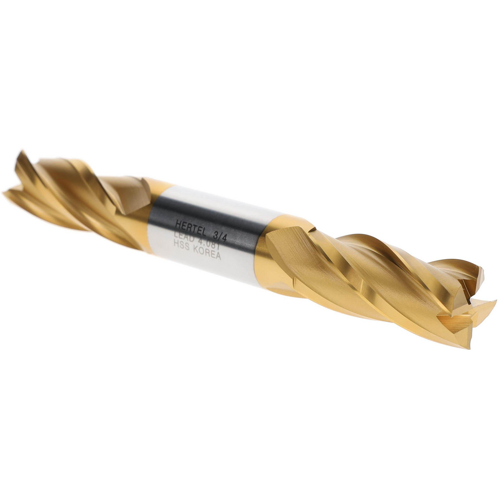 Hertel E8053048 Square End Mill: 3/4 Dia, 1-5/8 LOC, 3/4 Shank Dia, 5-5/8 OAL, 4 Flutes, High Speed Steel Image