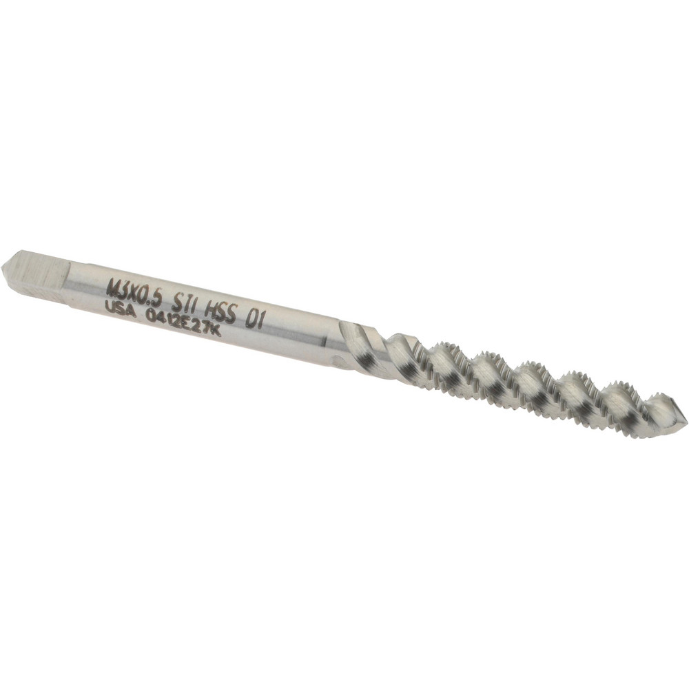 M3x0.50 Metric Coarse/EGM, 3 Flute, 52° Helix, Plug Chamfer, Bright Finish, High Speed Steel Spiral Flute STI Tap