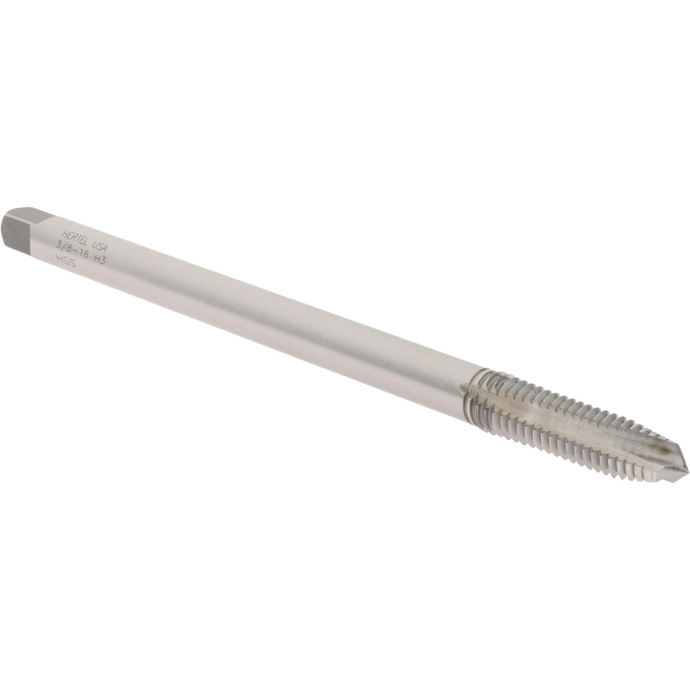 Extension Tap: 3/8-16, 3 Flutes, H3, Bright/Uncoated, High Speed Steel, Spiral Point