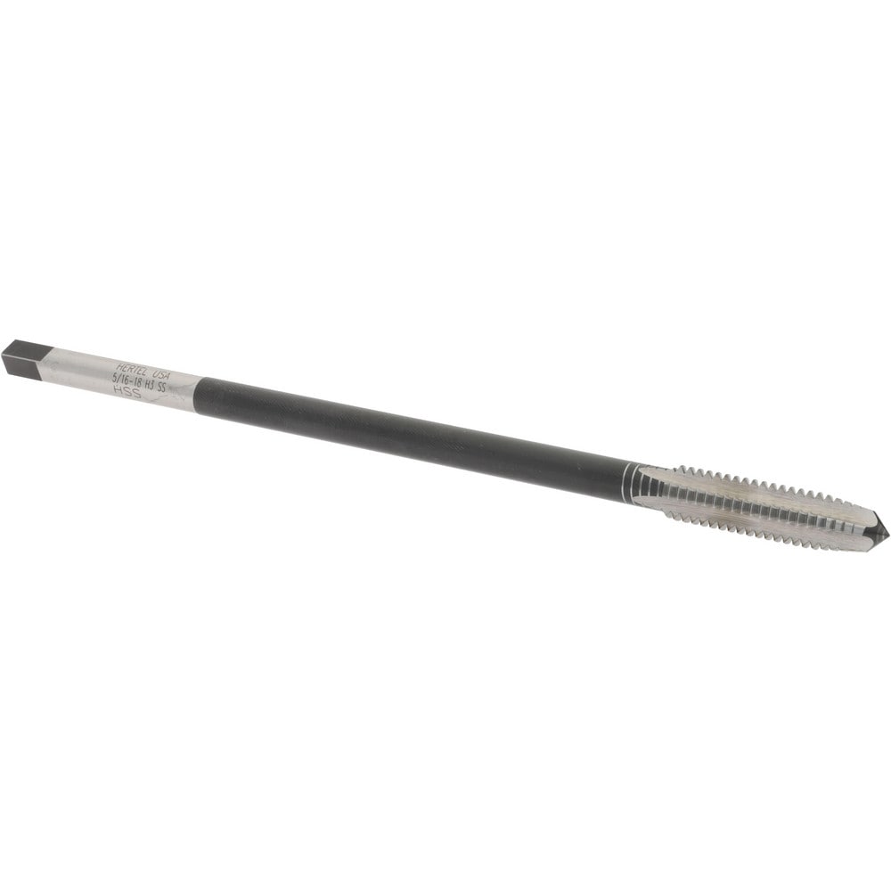 Hertel G837611 Extension Tap: 5/16-18, 4 Flutes, H3, Bright/Uncoated, High Speed Steel, Standard Hand Image