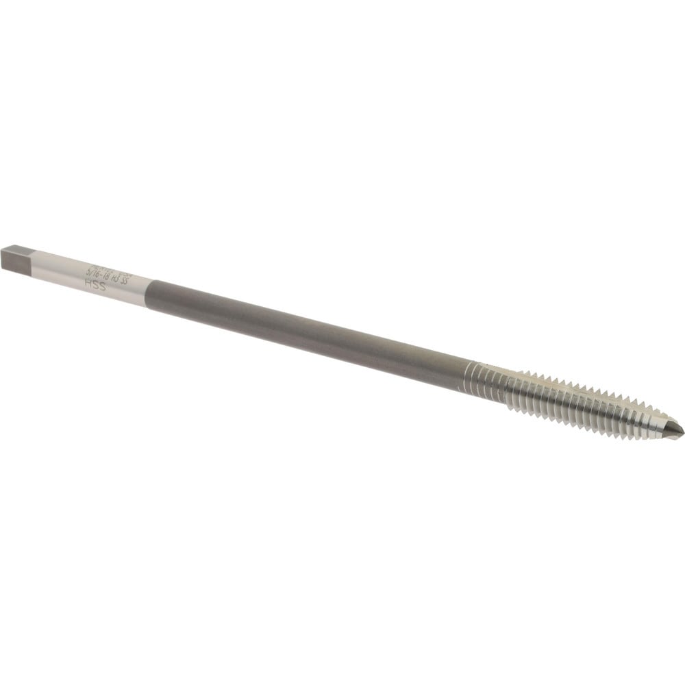 Hertel G837516 Extension Tap: 5/16-18, 2 Flutes, H3, Bright/Uncoated, High Speed Steel, Spiral Point Image