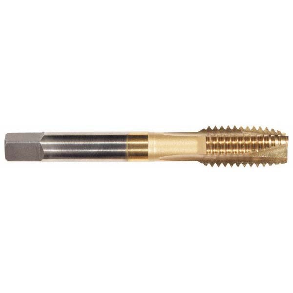 Spiral Point Tap: 5/16-18, UNC, 3 Flutes, Plug, 3B, Powdered Metal, TiCN Finish