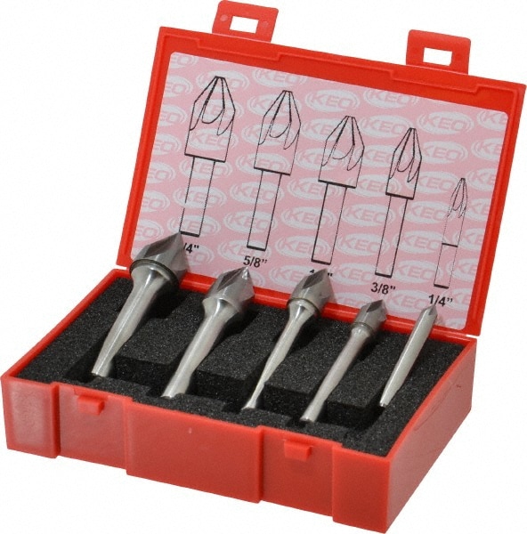 Keo 55790 Countersink Set: 5 Pc, 1/4 to 3/4" Head Dia, 6 Flute Image