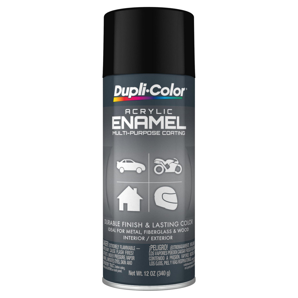 Dupli-Color Multi-Purpose Enamel, Flat, Black, 12 oz - Use on Fiberglass Surfaces, Metal & Wood | Part #DA1605