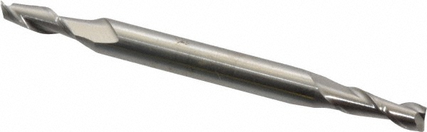 Square End Mill: 9/64" Dia, 13/32" LOC, 2 Flute, High Speed Steel - 2-1/4" OAL, 3/16" Shank Dia, 30 deg Helix, Bright/Uncoated Finish, Double End, Series HMD-2