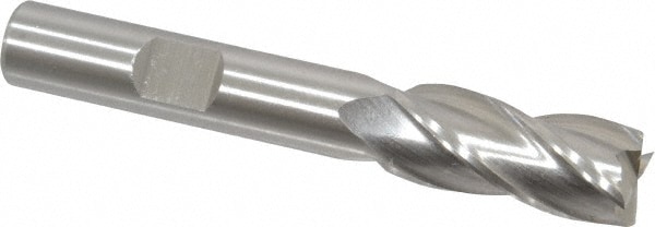 Cleveland C41254 Square End Mill: 7/16 Dia, 1 LOC, 3/8 Shank Dia, 2-11/16 OAL, 4 Flutes, High Speed Steel Image