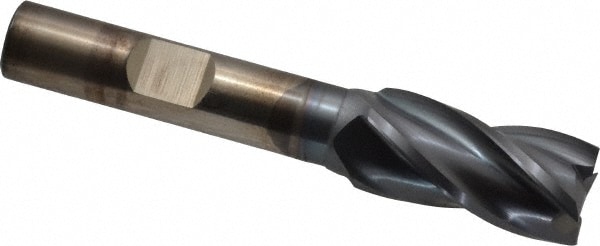 Cleveland C33264 Square End Mill: 1/2 Dia, 1 LOC, 3/8 Shank Dia, 2-11/16 OAL, 4 Flutes, High Speed Steel Image