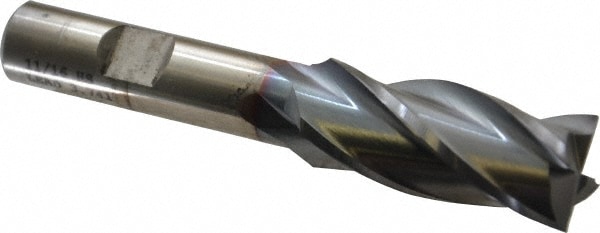 Cleveland C33272 Square End Mill: 11/16 Dia, 1-5/8 LOC, 1/2 Shank Dia, 3-3/8 OAL, 4 Flutes, High Speed Steel Image