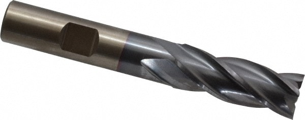 Cleveland C33266 Square End Mill: 17/32 Dia, 1-3/8 LOC, 1/2 Shank Dia, 3-3/8 OAL, 4 Flutes, High Speed Steel Image