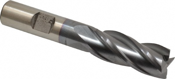 Cleveland C33268 Square End Mill: 19/32 Dia, 1-3/8 LOC, 1/2 Shank Dia, 3-3/8 OAL, 4 Flutes, High Speed Steel Image