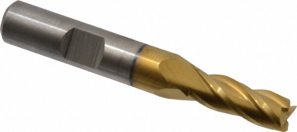 Cleveland C33196 Square End Mill: 19/64 Dia, 3/4 LOC, 3/8 Shank Dia, 2-1/2 OAL, 4 Flutes, High Speed Steel Image